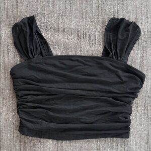 SHEIN Elegant Black Gathered Crop Top